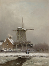 Winter landscape with a windmill
