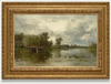 Polder landscape with a boat house