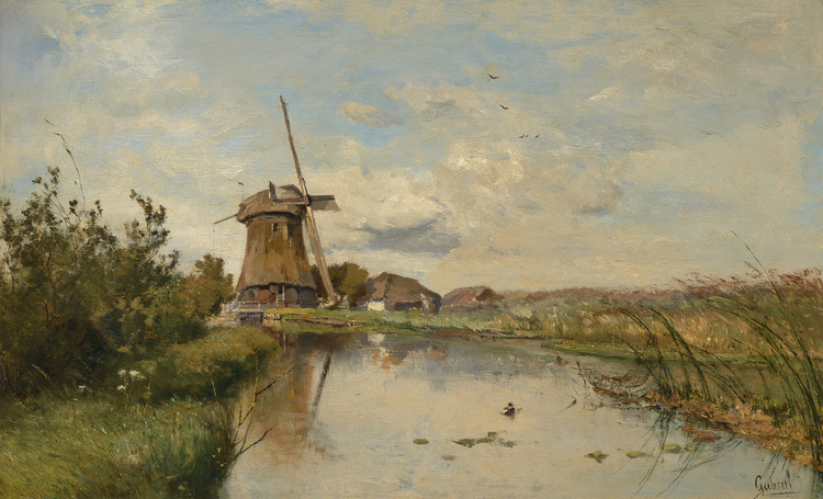 Polder Landscape with Windmill