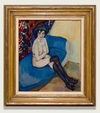 Nude with Stockings on a blue Canapé
