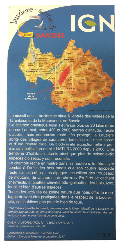 Carte IGN Lauziere côté VERSO