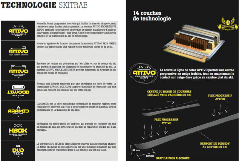 Construction 14 couches des skis Trab