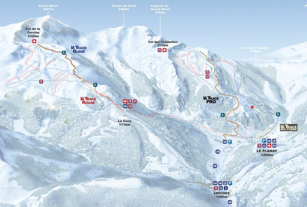 Plan des itinéraires ski e rando Arêches-Beaufort