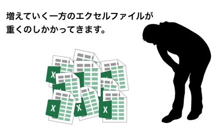 データ量が増えてくると、どんどんエクセルファイルは増えていきます