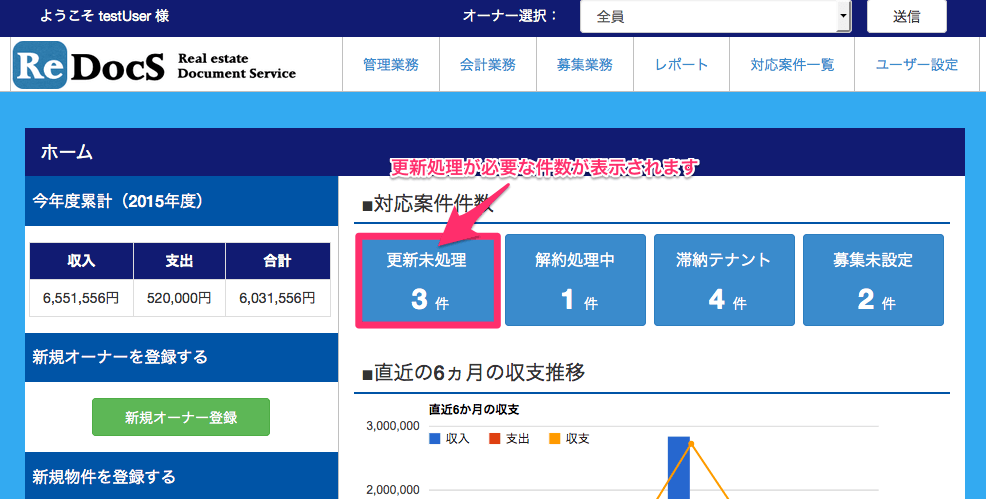 更新対応が必要な件数を自動計算