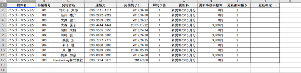 更新案内猶予期間を入力