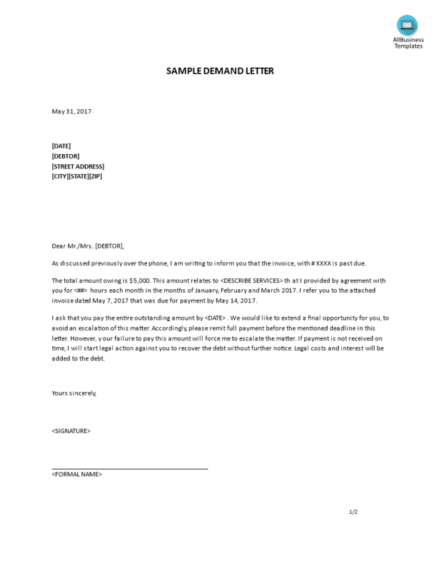 Formal Demand Letter Template from storage.googleapis.com