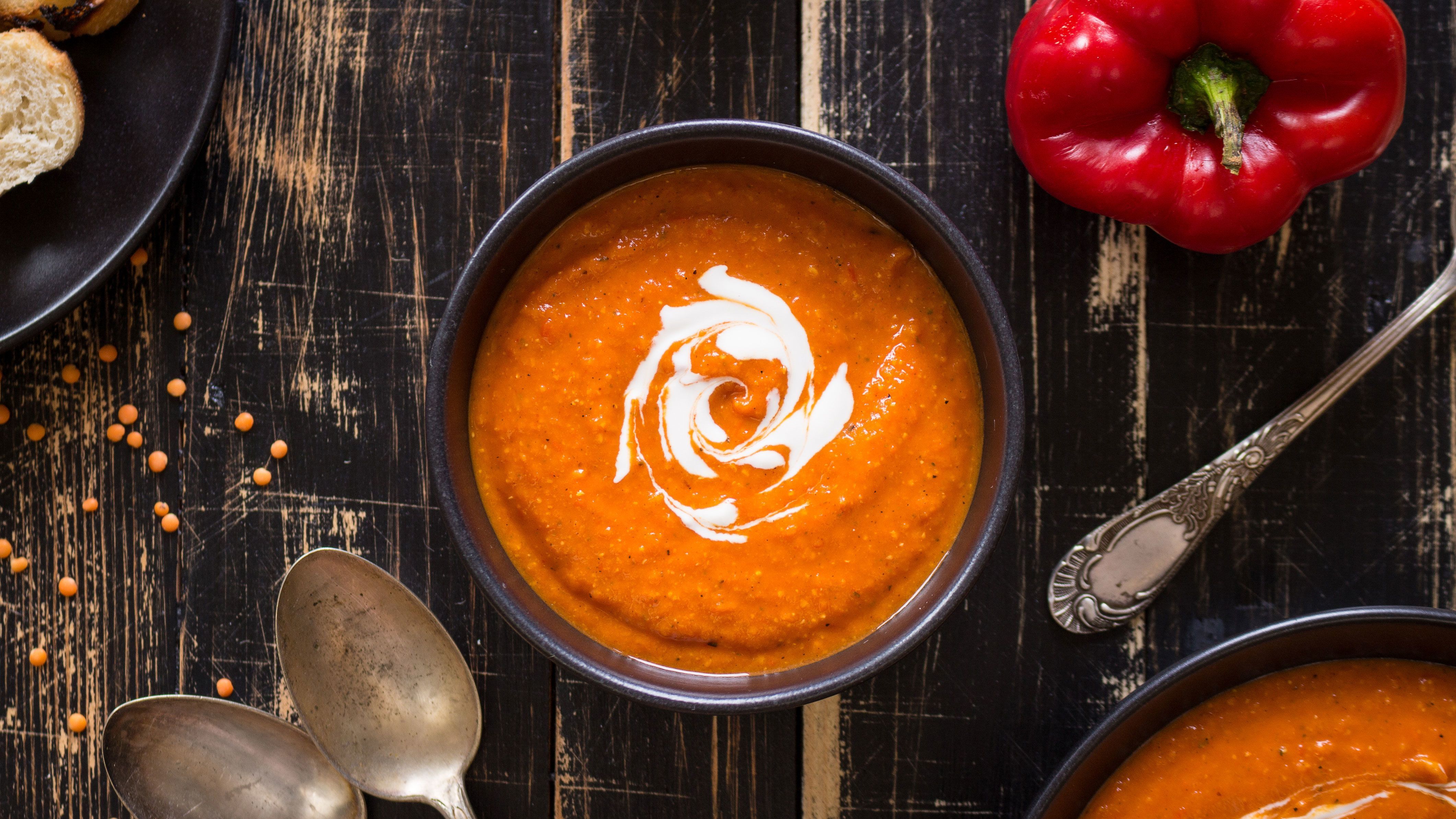 Chilled roasted red pepper soup
