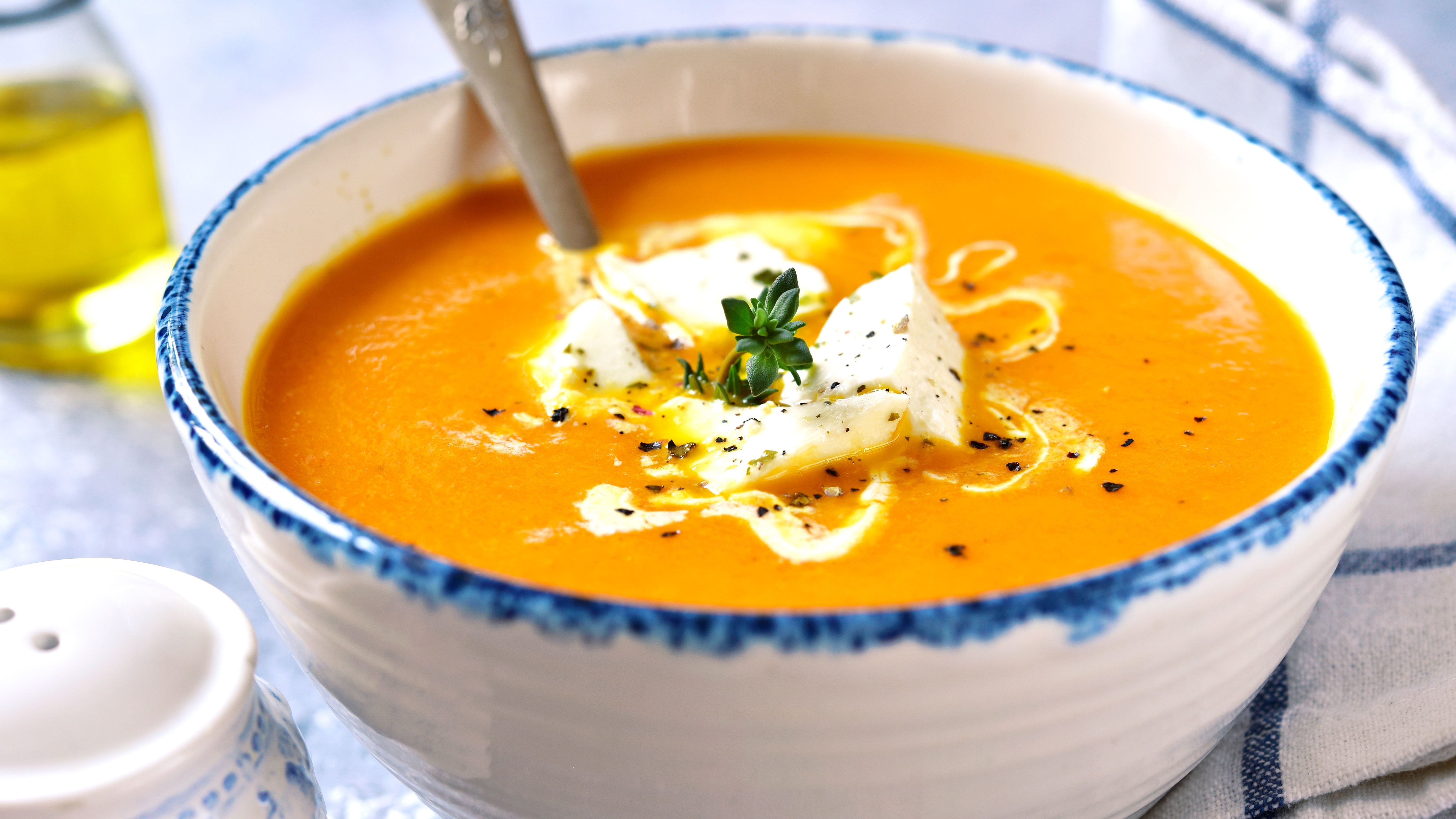 Chilled carrot soup with dill crema