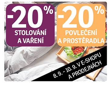 20 % stolování, 20 % povlečení