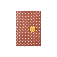 Polka-Dot Series A5 Scalloped-Edge PU Leather Notebook with Sliding Flower-Shaped Bloom Elastic Band Cute Retro Pastel Journal 