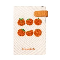 Portable A6 Fabric-Texture Snap Notebook with 3D Embroidered Orange & Strawberry