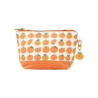 Vibrant Canvas Cosmetics & Stationery Pouch with Matching Acrylic Charm Fruity Pets Series
