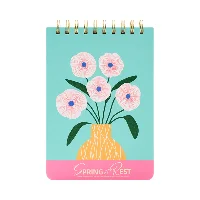 “A Quiet Spring Day” Top-Bound Wire-O Notepad - A5 Calf-Skin Textured PU Flip Pad with Blank Daolin Sheets & Gold Double-Wire Binding