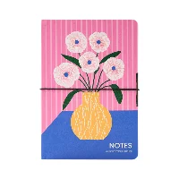 “A Quiet Spring Day” A5 PU Leather Journal - Hardcover Thread-Bound Notebook with “NOTES” Graphic & Horizontal Elastic Band