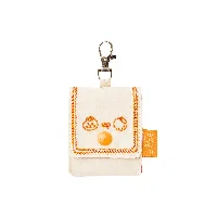 Orange Cat & Strawberry Dog Cotton Linen Earphone Pouch with Metal Clasp 