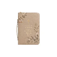 Strength in Christ Botanical Zip Bible Journal, 10x7x1 in Premium PU Leather Planner with Wristlet Strap Strength in Christ