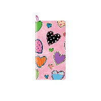 “Love Stuck” Series Slim Weeks Journal - Flat PU Cover with Pop-Art Hand-Drawn Stitch Hearts & Color-Matched Ribbon Bookmark (3 Variations) 
