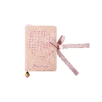 A6 “Soft Whispers” Ribbon Bow Closure PU Journal with Cross-Stitch Rose Embroidery & Dried Rosebud Resin Charm