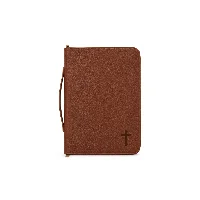 Heritage Cross Minimalist Debossed PU Leather Bible Cover with Spine Handle 