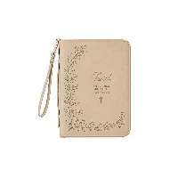 Premium Faith Vine Debossed PU Leather Bible Cover with Spine Handle and Wristlet