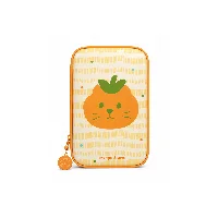 Orange Cat & Strawberry Dog Series Hard-Sided PU Storage Case with Custom Silicone Zipper Puller