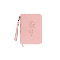 Premium Blush Rose Debossed PU Leather Bible Cover with Detachable Wristlet 