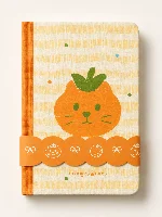 Orange Cat & Strawberry Dog Series B6 Cloth-Spine Lay-Flat Notebook with Scalloped Paper Belly Band Cute Cartoon Illustration Fabric-Texture Hardcover Journal