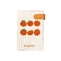 Portable A6 Fabric-Texture Snap Notebook with 3D Embroidered Orange & Strawberry
