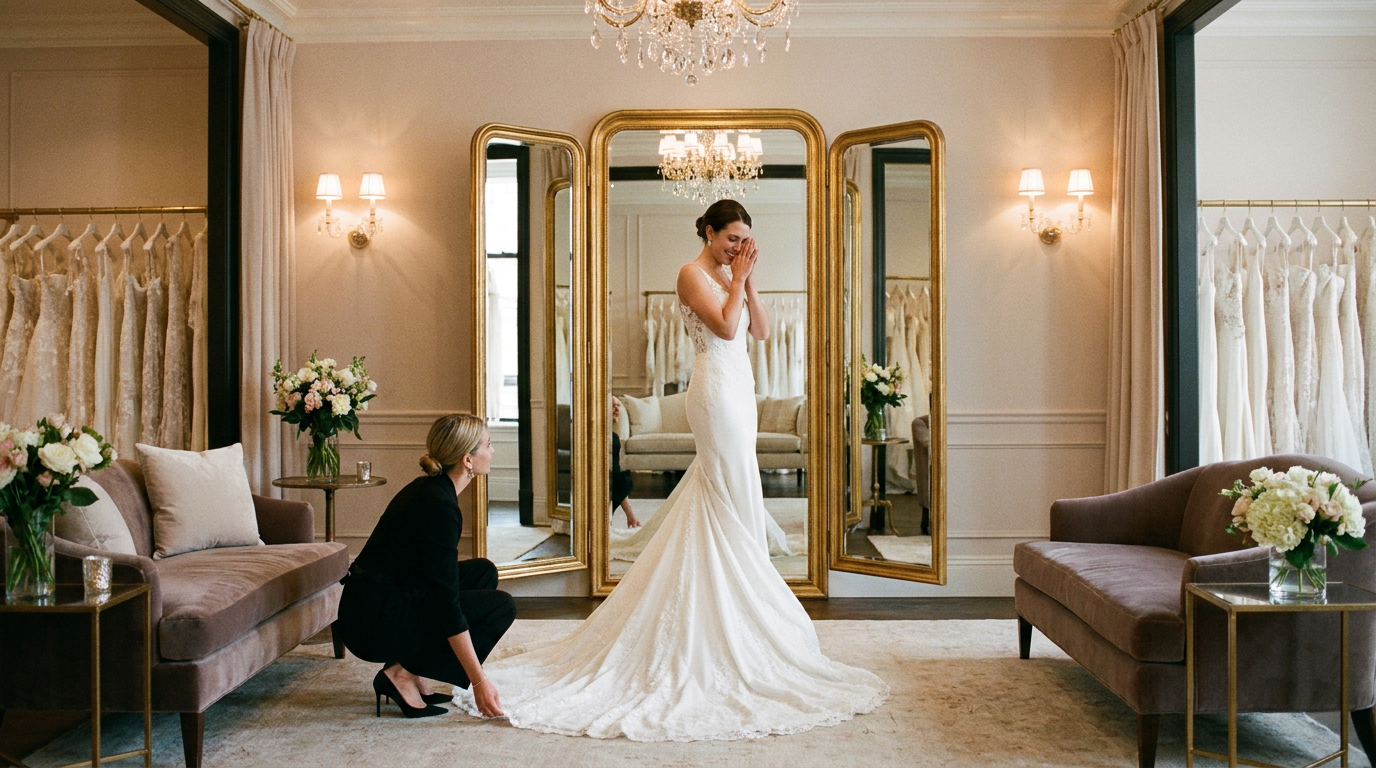 Las señales del probador que toda compradora de vestidos de novia debería entender