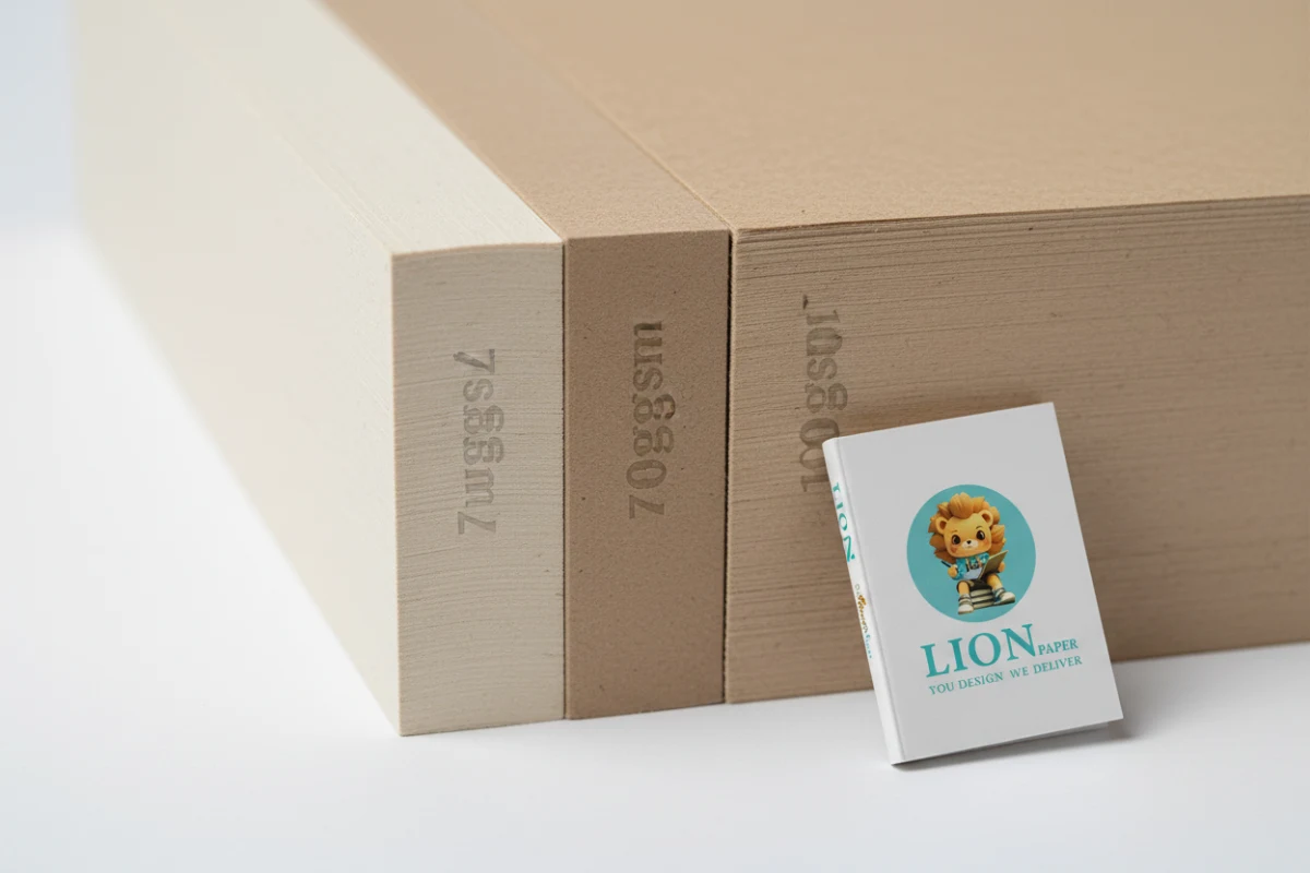Comparison of custom notebook paper weight 70gsm 80gsm 100gsm.