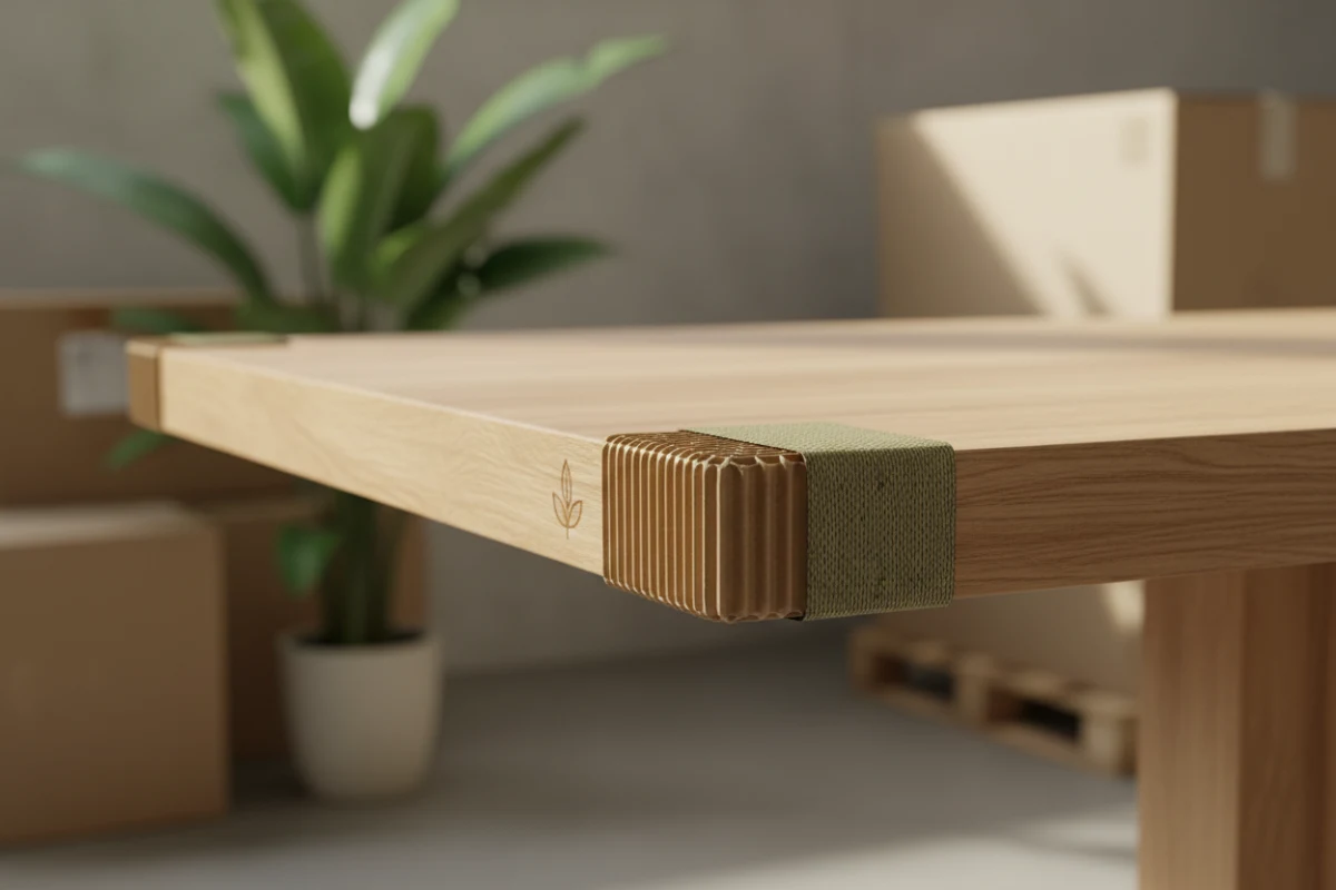 Durable protective packaging for furniture corner protection.