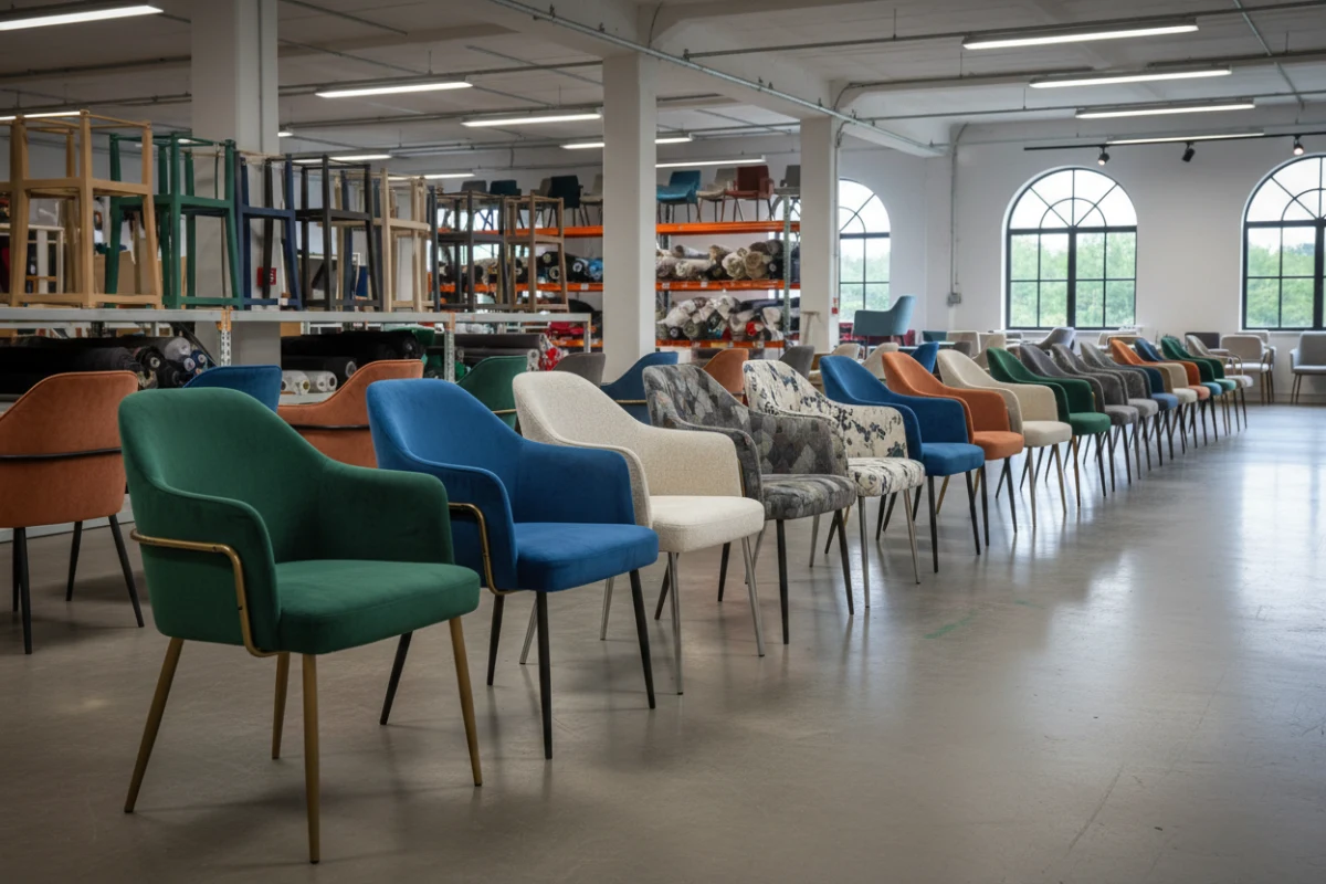 A wide range of custom upholstered chairs in bulk for wholesale buyers.