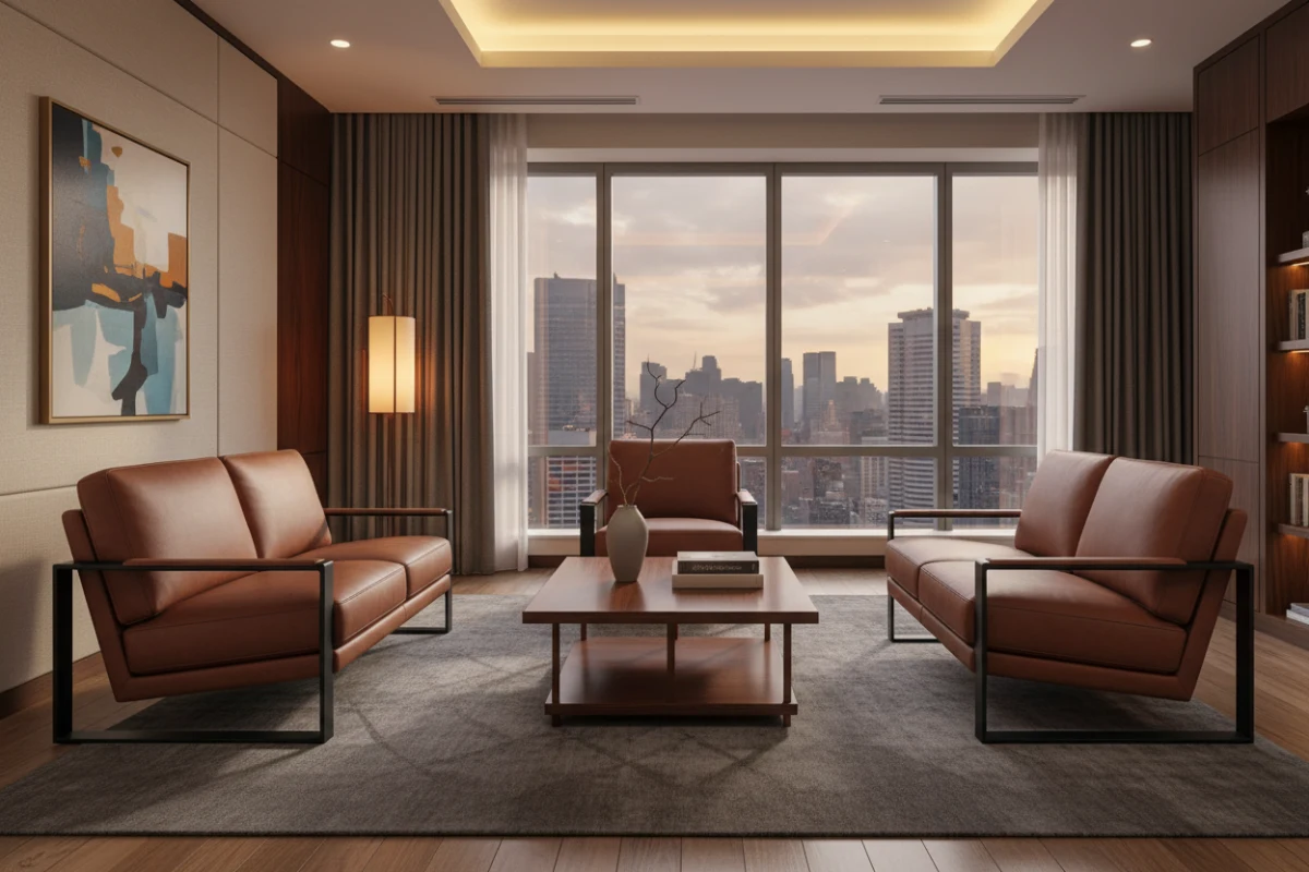 Executive lounge seating designed by a top-tier b2b office furniture manufacturer
