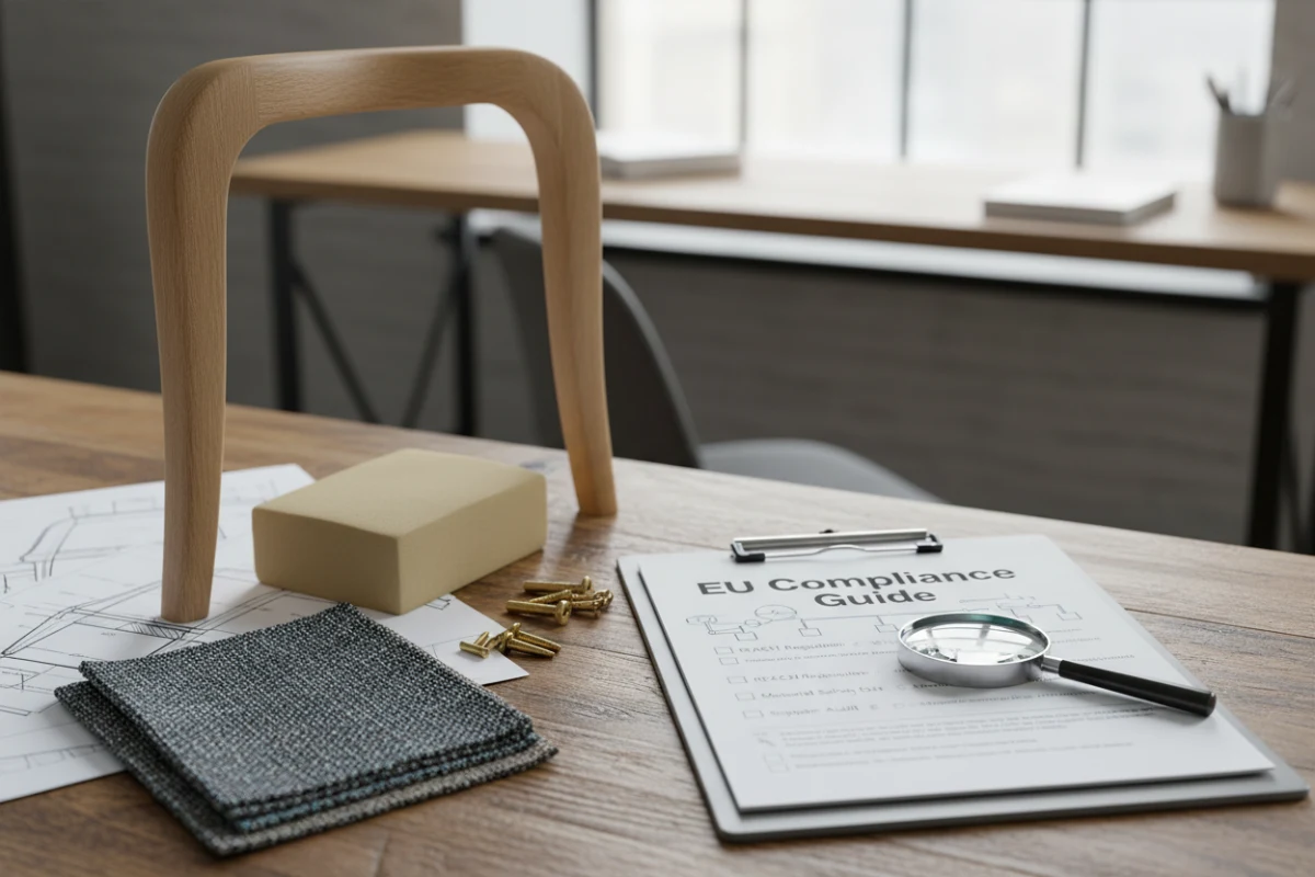 Component breakdown for dining chair EU import compliance auditing.
