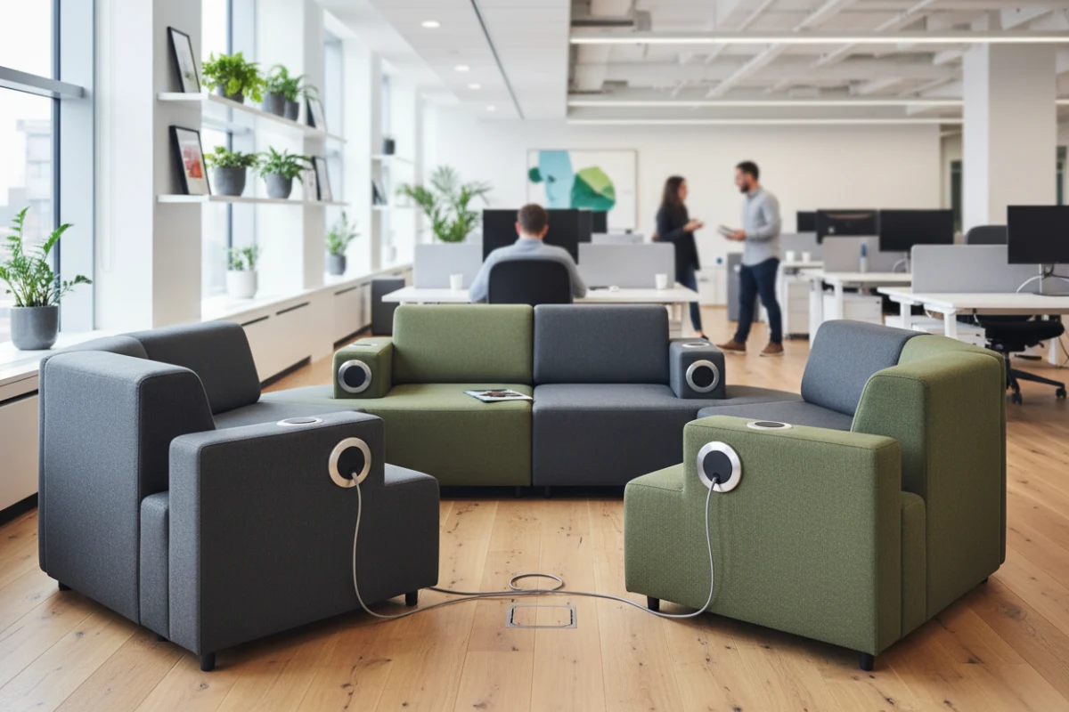 Modular collaborative office chairs bulk configuration for agile corporate workspaces