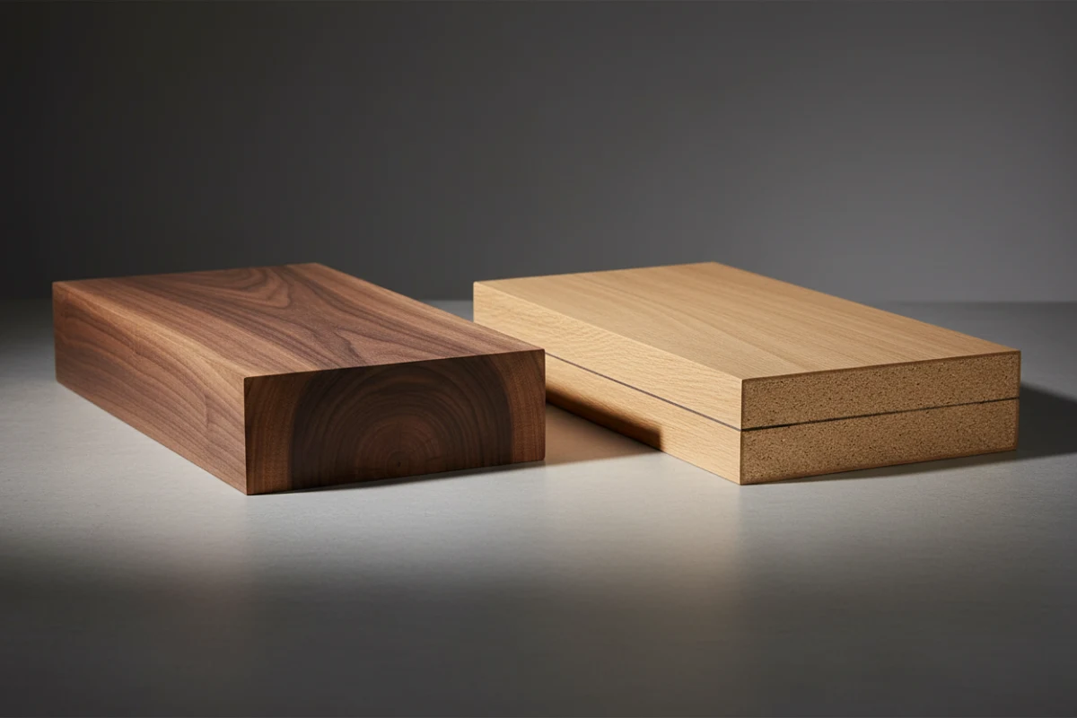 Comparison of solid wood construction vs cheap veneered particleboard.