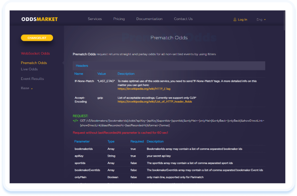 OddsMarket — XML & Json odds feeds