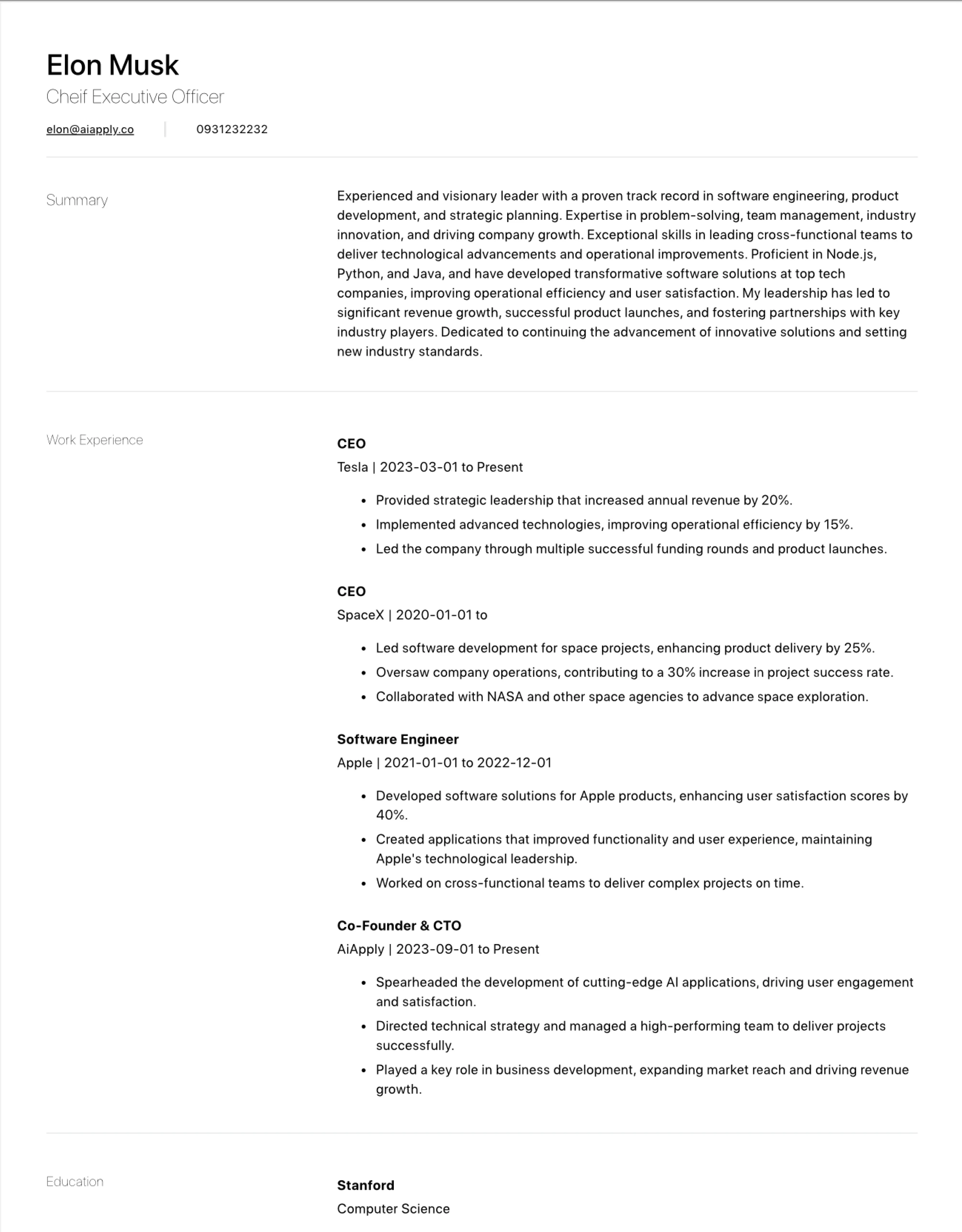 simple free resume template