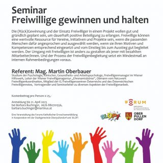 Anmeldung zum Seminar "Freiwillige gewinnen und halten" in Oberpullendorf