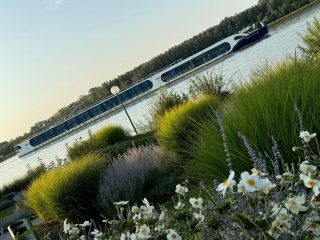 Schifffahrt an der Donau in Tulln neben dem Nibelungenplatz