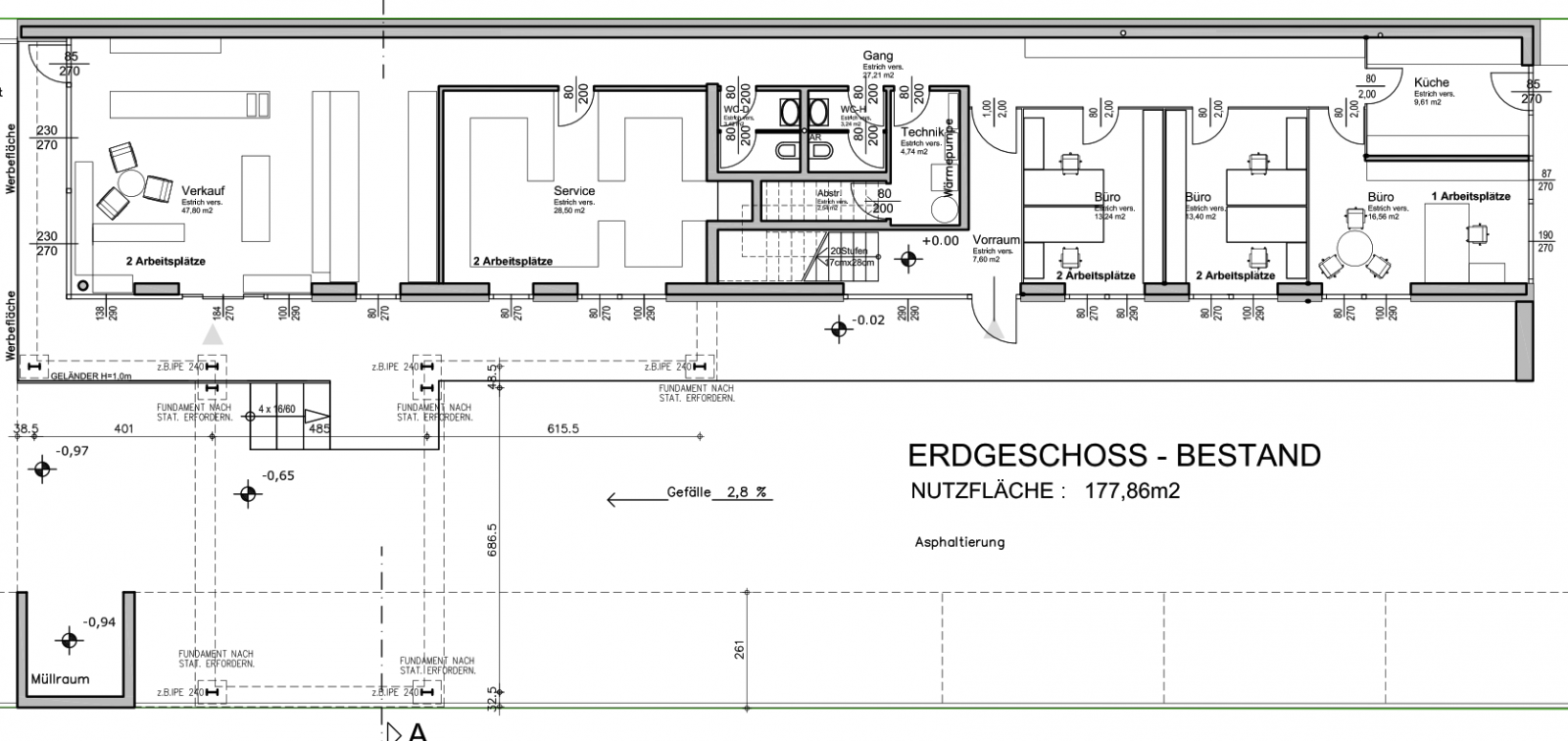 Praxis büro plan vom ergeschoss