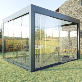 Rideau de verre pour pergola bioclimatique