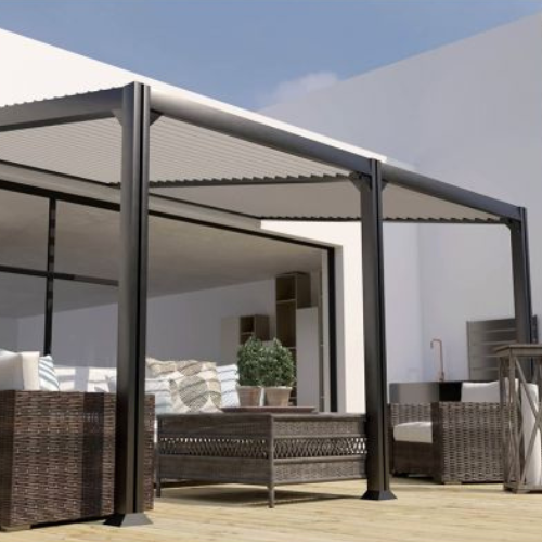 Pergola bioclimatique 4x3m adossée ZENITH - ANTHRACITE