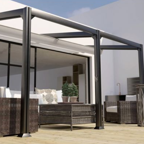 Pergola adossée toile rétractable 4x3m