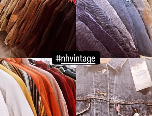 Nouveautés chez NHV Vintage Saint-Saturnin pour l'arrivée du printemps : vestes en jean Levi's, vestes en velours, t-shirts et bananes Carhartt...