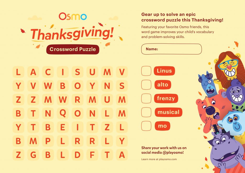 thanksgiving crossword puzzle