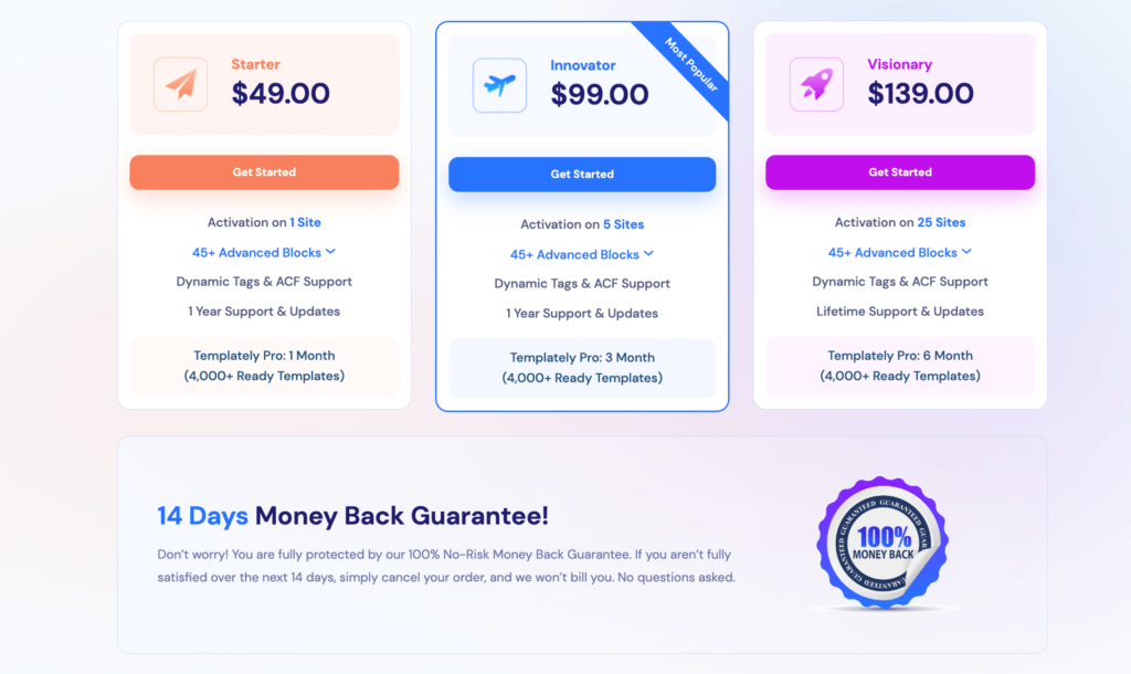 Premium Gutenberg Blocks Pricing Essential Blocks