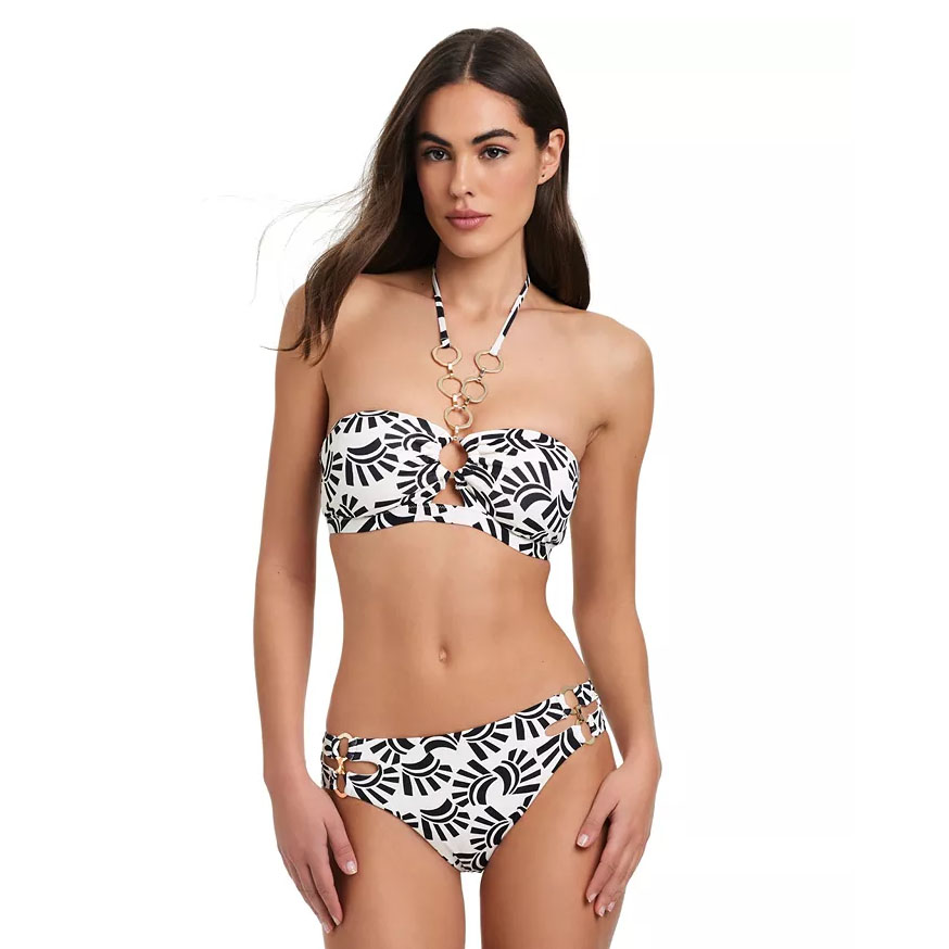 Woman in Red Carter Floral Print Bikini in Black/White