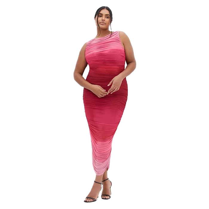 Woman in Hourglass Ruched Dress